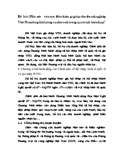 Đề tài Nhà nước cần tạo điều kiện gì để giúp cho doanh nghiệp Việt Nam tăng khẩ năng cạnh tranh trong quá trình hội nhập?
