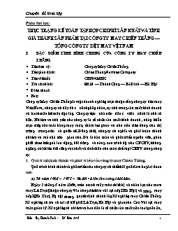 Đề tài Thực trạng kế toán tập hợp chi phí sản xuất và tính giá thành sản phẩm tại công ty may Chiến Thắng – Tổng công ty dệt may Vệt Nam