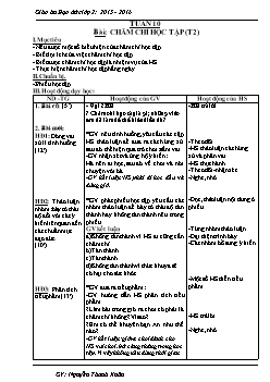 Giáo án Đạo đức lớp 2 - Năm 2015 - 2016 - Tuần 10 - Bài: Chăm chỉ học tập