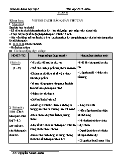 Giáo án Khoa học lớp 4 - Năm 2015 - 2016 - Tuần 6 đến tuần 9