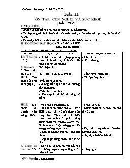 Giáo án Khoa học lớp 5 - Năm học: 2015 - 2016 - Tuần 11