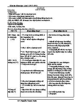 Giáo án Khoa học lớp 5 - Năm học: 2015 - 2016 - Tuần 15 đến tuần 18