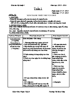 Giáo án Mỹ thuật 1 - Năm học: 2015 - 2016