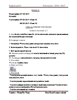 Giáo án Tiếng Anh lớp 3, - Năm 2015 - 2016 - Tuần 22 đến tuần 29