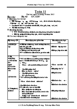 Giáo án tổng hợp lớp 1 - Trường tiểu học Hoa Thuỷ - Năm 2015 - 2016 - Tuần 11