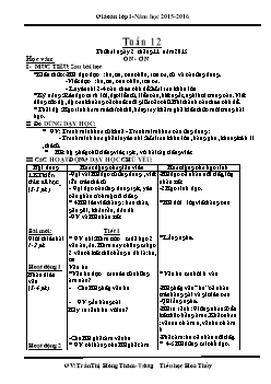 Giáo án tổng hợp lớp 1 - Trường tiểu học Hoa Thuỷ - Năm 2015 - 2016 - Tuần 12