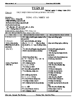 Giáo án tổng hợp lớp 2, học kì II - Năm 2015 - 2016 - Tuần 19