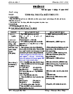 Giáo án tổng hợp lớp 3 - Trường tiểu học Hoa Thuỷ - Năm 2015 - 2016 - Tuần 17