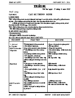 Giáo án tổng hợp lớp 3 - Trường tiểu học Hoa Thuỷ - Năm 2015 - 2016 - Tuần 1