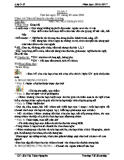 Giáo án Tổng hợp lớp 5 - Năm 2016 - 2017 - Trường Tiểu học Hoa Thủy - Tuần 7