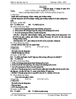 Nhật kí dạy học lớp 3 - Năm học: 2016 - 2017 - Trường tiểu học Hoa Thuỷ - Tuần 9