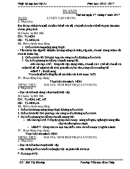 Nhật kí dạy học lớp 3 - Năm học: 2016 - 2017 - Trường tiểu học Hoa Thuỷ - Tuần 25