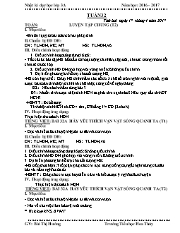 Nhật kí dạy học lớp 3 - Năm học: 2016 - 2017 - Trường tiểu học Hoa Thuỷ - Tuần 32