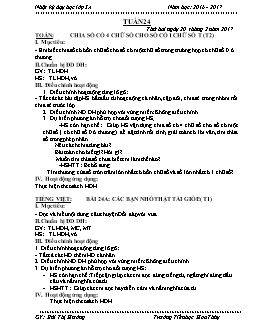 Nhật kí dạy học lớp 3 - Năm học: 2016 - 2017 - Trường tiểu học Hoa Thuỷ - Tuần 24