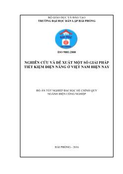 Đồ án Nghiên cứu và đề xuất một số giải pháp tiết kiệm điện năng ở Việt Nam hiện nay