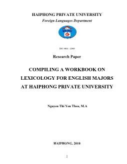 Đề tài Compiling a workbook on lexicology for English majors at Haiphong private university