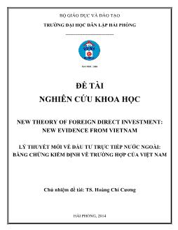 Đề tài Lý thuyết mới về đầu tư trực tiếp nước ngoài: bằng chứng kiểm định về trường hợp của Việt Nam