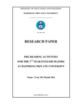 Đề tài Pre-Reading activities for the 1st year english majors at Haiphong private university