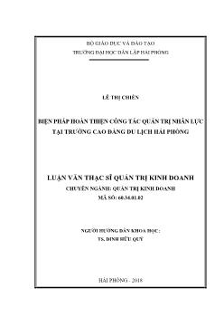 Luận văn Biện pháp hoàn thiện công tác quản trị nhân lực tại trường Cao đẳng du lịch Hải Phòng