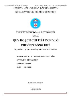 Đồ án Quy hoạch chi tiết đơn vị ở phường Đông Khê