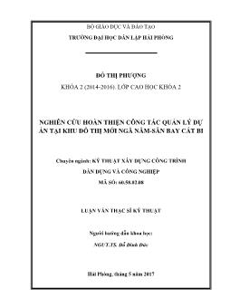 Luận văn Nghiên cứu hoàn thiện công tác quản lý dự án tại khu đô thị mới Ngã Năm - Sân bay Cát Bi