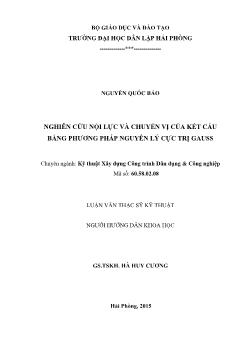 Luận văn Nghiên cứu nội lực và chuyển vị của kết cấu bằng phương pháp nguyên lý cực trị Gauss