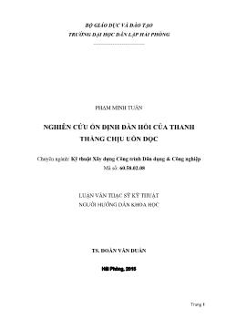 Luận văn Nghiên cứu ổn định đàn hồi của thanh thẳng chịu uốn dọc