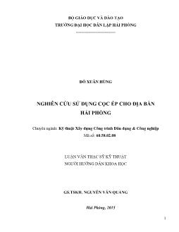 Luận văn Nghiên cứu sử dụng cọc ép cho địa bàn Hải Phòng