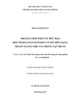 Luận văn Phương pháp phần tử hữu hạn đối với bài toán dầm đơn có xét biến dạng trượt ngang chịu tải trọng tập trung