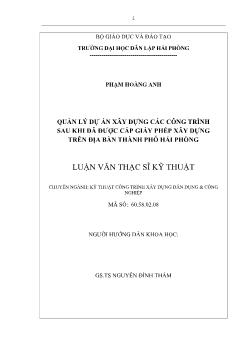 Luận văn Quản lý dự án xây dựng các công trình sau khi đã được cấp Giấy phép xây dựng trên địa bàn thành phố Hải Phòng