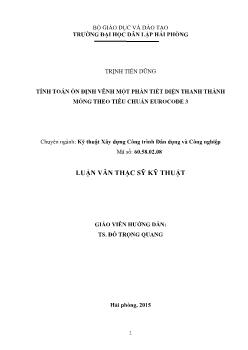 Luận văn Tính toán ổn định vênh một phần tiết diện thanh thành móng theo tiêu chuẩn Eurocode 3