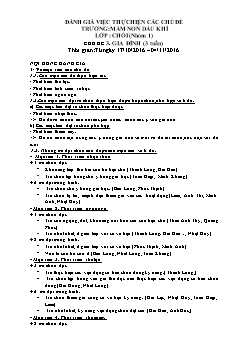 Đánh giá việc thực hiện các chủ đề trường: Mầm non dầu khí lớp: Chồi (nhóm 1) - Chủ đề 3: Gia đình năm 2016