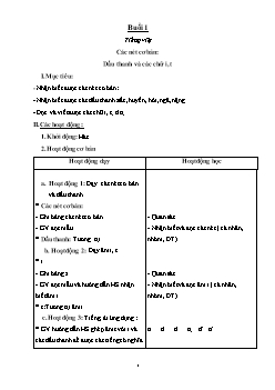 Giáo án các môn khối lớp 1, học kì I