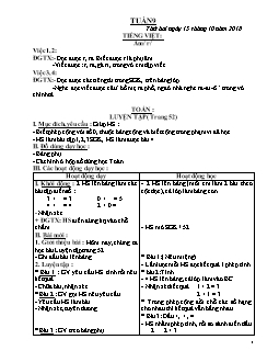 Giáo án các môn khối lớp 1 - Tuần 9 năm 2018