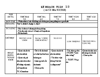 Giáo án mầm non lớp chồi - Kế hoạch tuần tháng 3