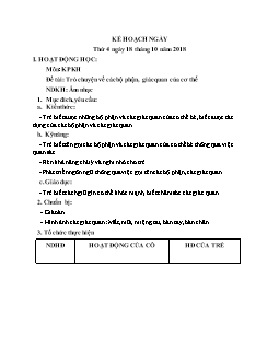 Giáo án mầm non lớp chồi - Khám phá khoa học - Đề tài: Trò chuyện về các bộ phận, giác quan của cơ thể