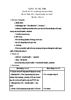 Giáo án mầm non lớp lá - Chủ đề: Bé với các phương tiện giao thông - Đề tài: Nhận biết: “Thuyền buồm, tàu thủy”