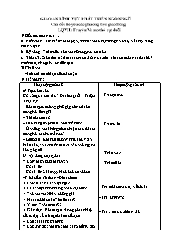 Giáo án mầm non lớp lá - Chủ đề: Bé yêu các phương tiện giao thông - Làm quen văn học: Truyện: Vì sao thỏ cụt đuôi