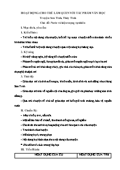 Giáo án mầm non lớp lá - Hoạt động: Cho trẻ làm quen với tác phẩm văn học truyện: Sơn tinh, Thủy tinh - Chủ đề: Nước và hiện tượng tự nhiên