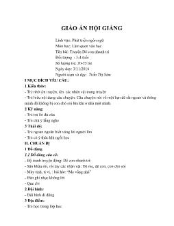 Giáo án mầm non lớp lá - Lĩnh vực: Phát triển ngôn ngữ - Môn học: Làm quen văn học - Tên bài: Truyện Dê con nhanh trí