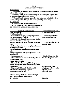 Giáo án môn An toàn giao thông lớp 1 - Bài 1 đên bài 6