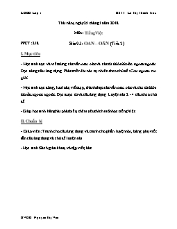 Giáo án môn Học vần lớp 1 - Bài 93: Oan – oăn