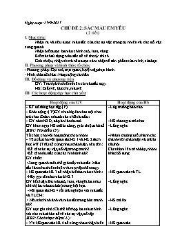 Giáo án môn Mĩ thuật lớp 1 - Chủ đề 2: Sắc màu em yêu