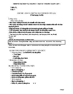 Giáo án môn Mĩ thuật lớp 1 - Chủ đề: Em và những người thân yêu - Trường tiểu học Việt Thắng 2