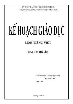 Giáo án môn Tiếng Việt lớp 1 - Bài 12: Đồ ăn