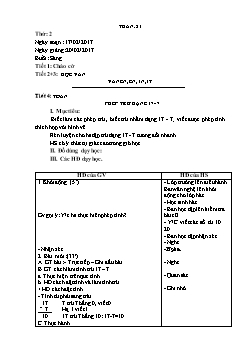 Giáo án tổng hợp các môn khối 1 - Tuần 21