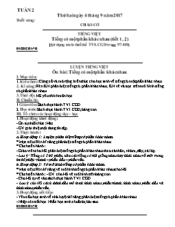 Giáo án tổng hợp các môn khối lớp 1 - Tuần 2 năm học 2017