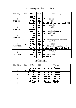 Giáo án tổng hợp các môn lớp 1 - Tuần 12