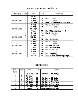 Giáo án tổng hợp các môn lớp 1 - Tuần 20