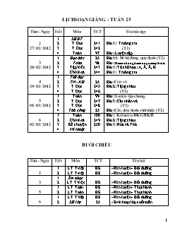 Giáo án tổng hợp các môn lớp 1 - Tuần 25